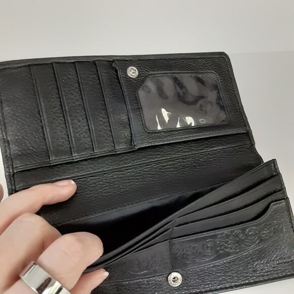 Brighton Gwynevere Wallet Clutch Black Croco Embossed Leather Bifold Travel - Picture 6 of 9